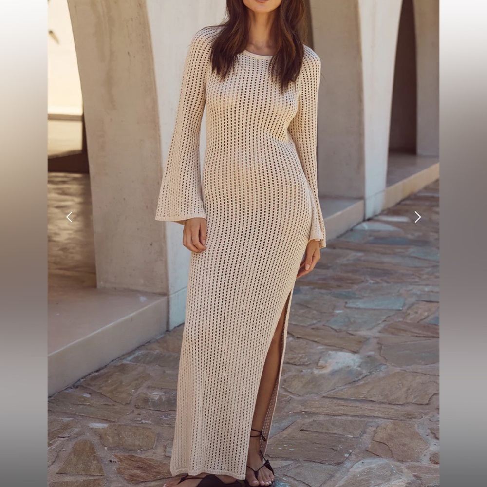 Seven wonders POPPI MIDI DRESS - SAND large NWT white sand